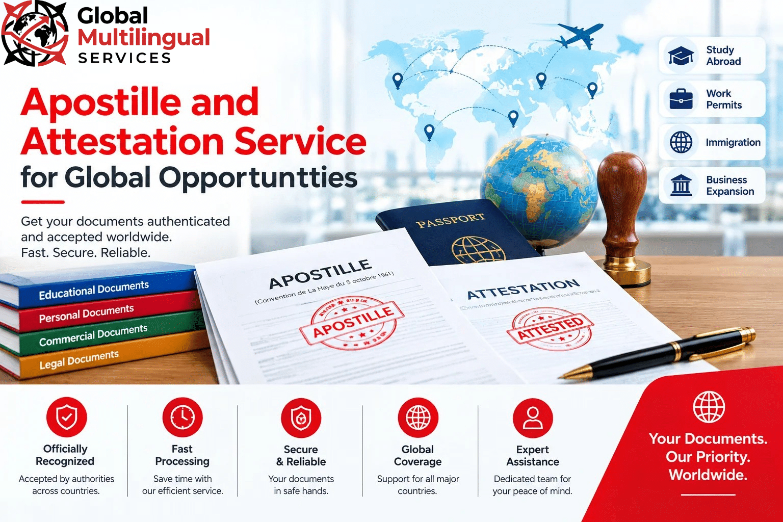 Apostille and attestation service for global document authentication